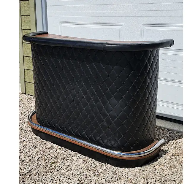 VINTAGE MID CENTURY BLACK CHROME MAN CAVE PARTY BAR - Photo 2