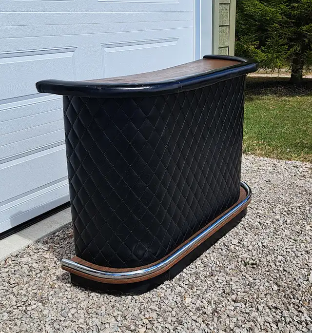 VINTAGE MID CENTURY BLACK CHROME MAN CAVE PARTY BAR - Photo 3