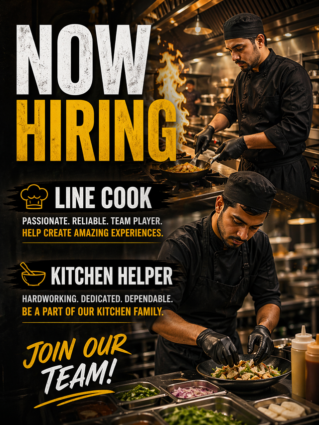 HIRING INDIAN CURRY LINE COOK/TANDOOR /KITCHEN HELPER