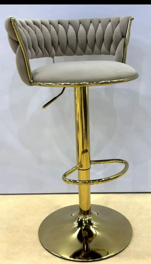 Brand New Velvet Adjustable Barstool with Golden base $89