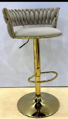 Brand New Velvet Adjustable Barstool with Golden base $89