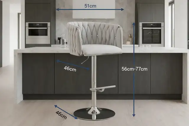 Brand New Velvet Adjustable Barstool with Golden base $89 - Photo 4