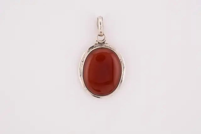 925 LARGE ORANGE CABOCHON PENDANT
