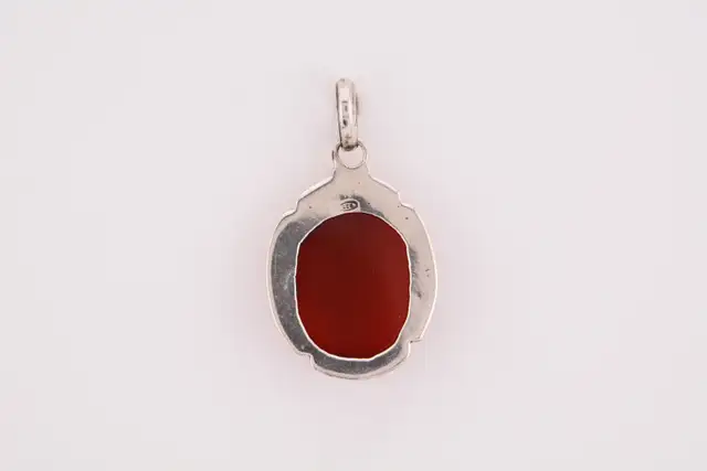 925 LARGE ORANGE CABOCHON PENDANT - Photo 2