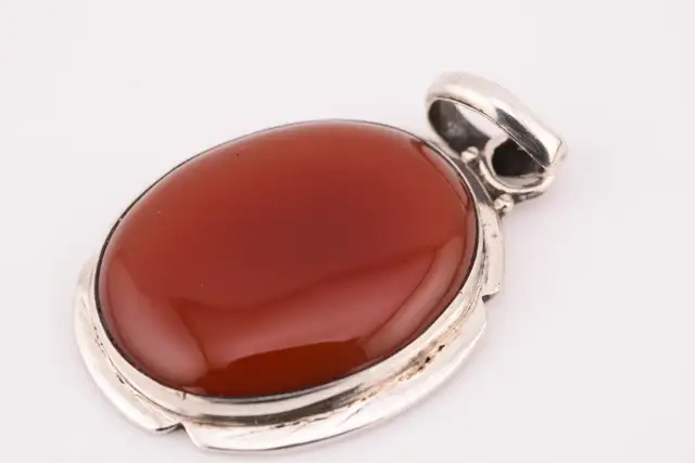 925 LARGE ORANGE CABOCHON PENDANT - Photo 3