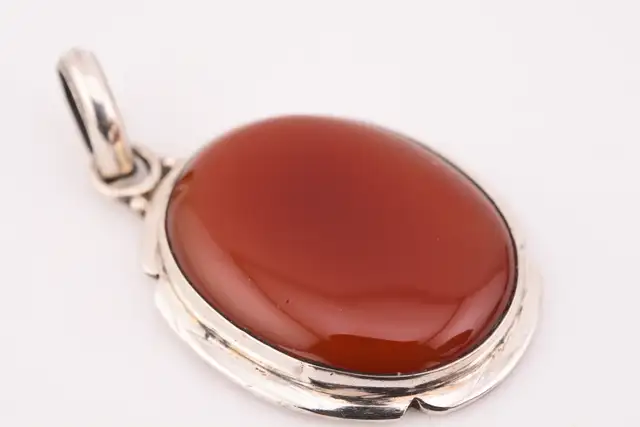 925 LARGE ORANGE CABOCHON PENDANT - Photo 4