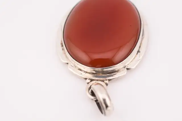 925 LARGE ORANGE CABOCHON PENDANT - Photo 5