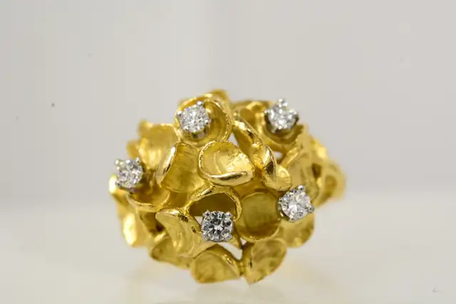 18K BIRKS PETAL RING WITH DIAMONDS - Photo 2