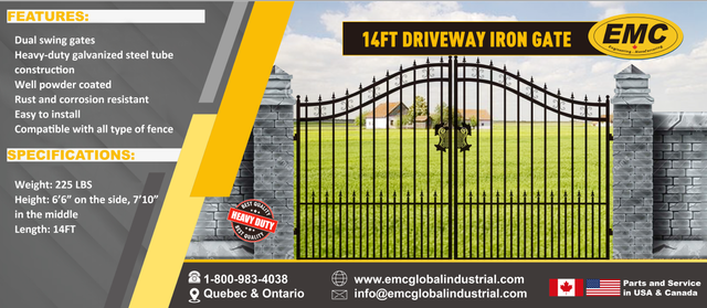 14FT Iron Driveway Gate – Arrow Design