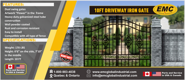14FT Wrought Iron Gate – Flower Design