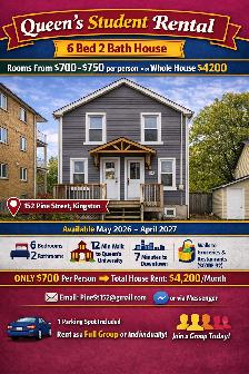 Room for rent for Queens University Students