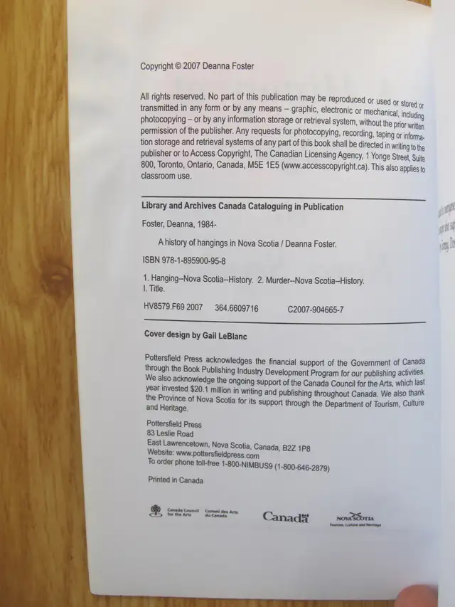 A HISTORY OF HANGINGS IN NOVA SCOTIA by Deanna Foster – 2007 Sig - Photo 3