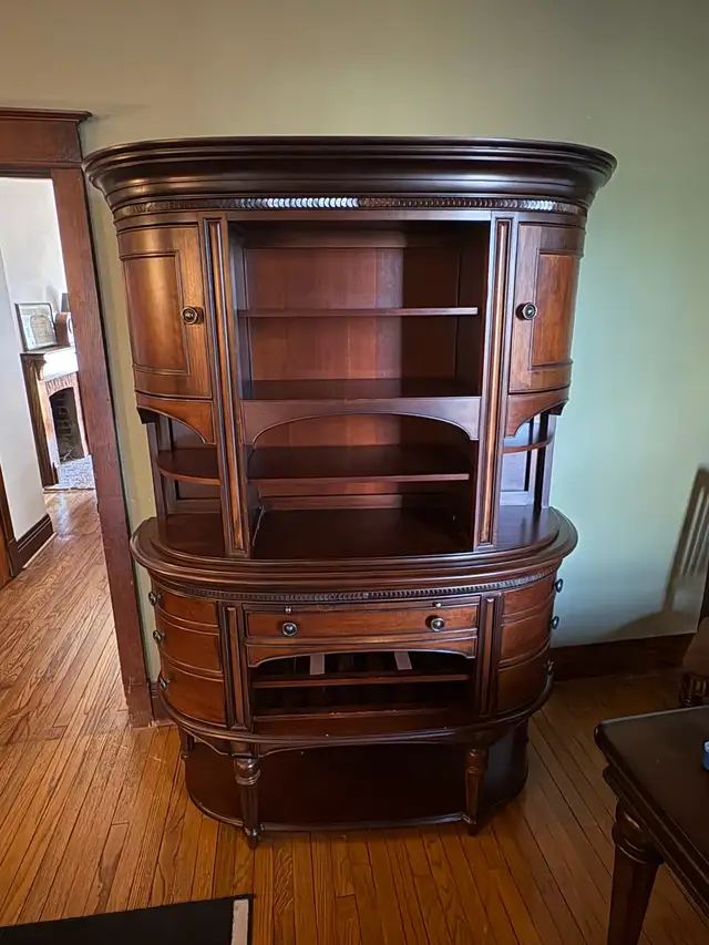 Free delivery used Cherry Wood China Cabinet