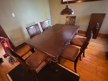 Free delivery used Wooden Dining Table with 6 Chairs