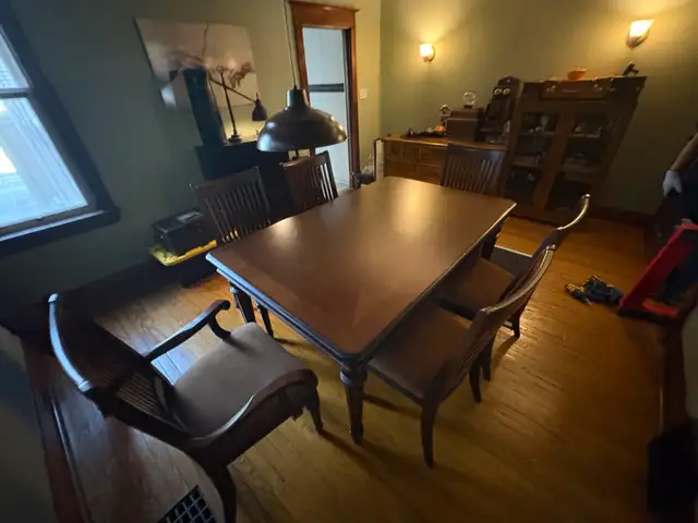 Free delivery used Wooden Dining Table with 6 Chairs - Photo 2