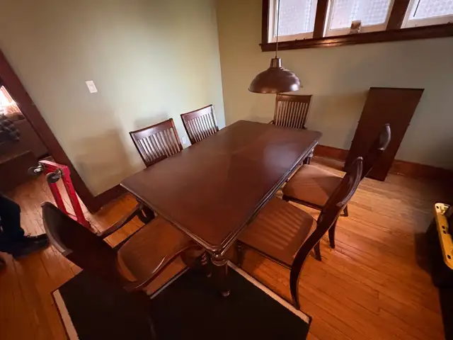 Free delivery used Wooden Dining Table with 6 Chairs - Photo 3
