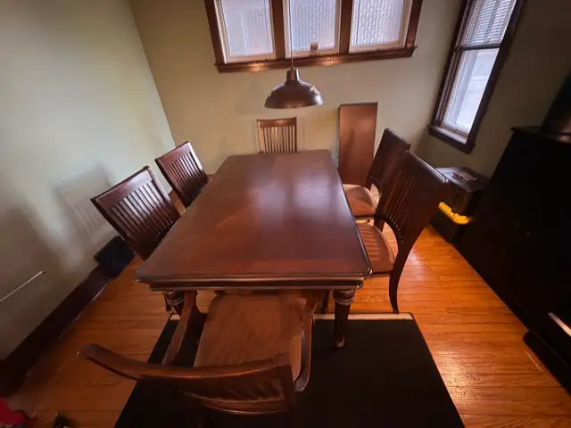 Free delivery used Wooden Dining Table with 6 Chairs - Photo 4