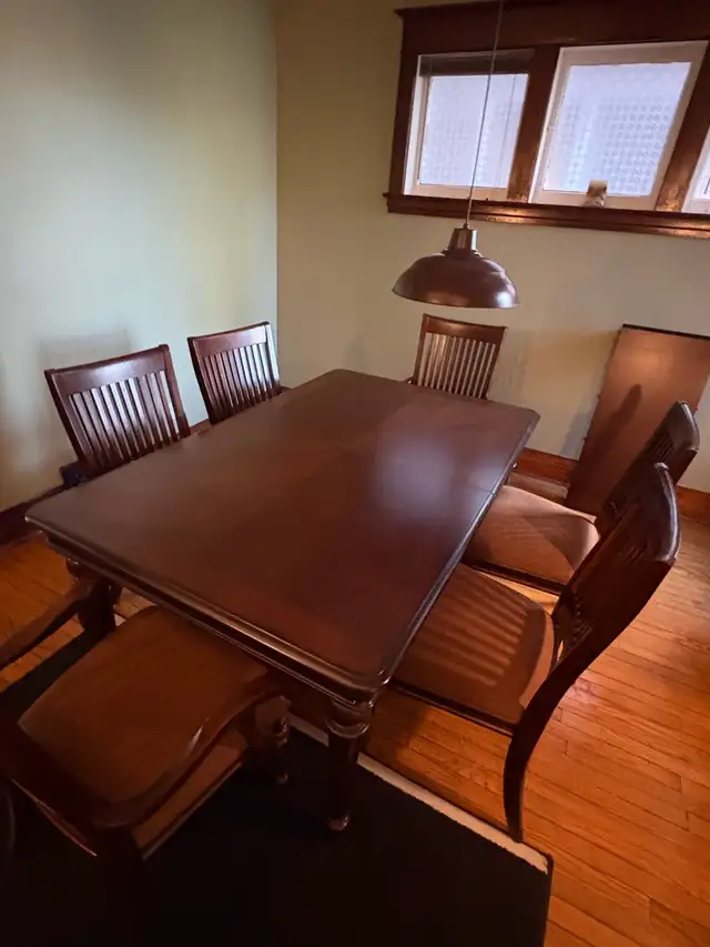 Free delivery used Wooden Dining Table with 6 Chairs - Photo 5