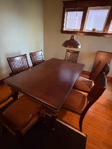Free delivery used Wooden Dining Table with 6 Chairs - Photo 5