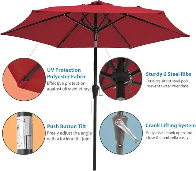 Brand New Patio Umbrella 7.5 FT OR 9 FT Dual-Vented $49 or $59 - Photo 5