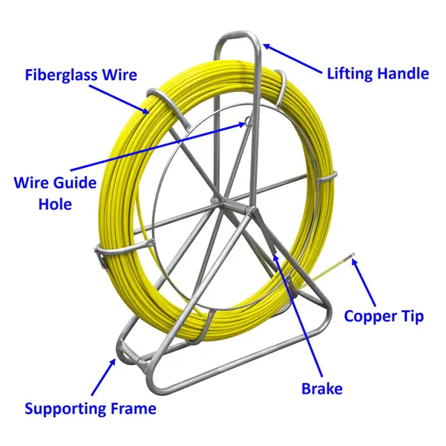 Fish Tape Fiberglass 8MM 328FT Duct Rodder Tool 170547 - Photo 10