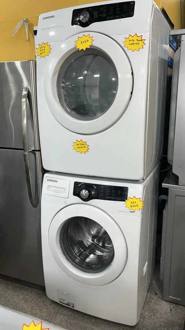Samsung 27" Stackable Washer & Dryer Set Fully Tested - Photo 2