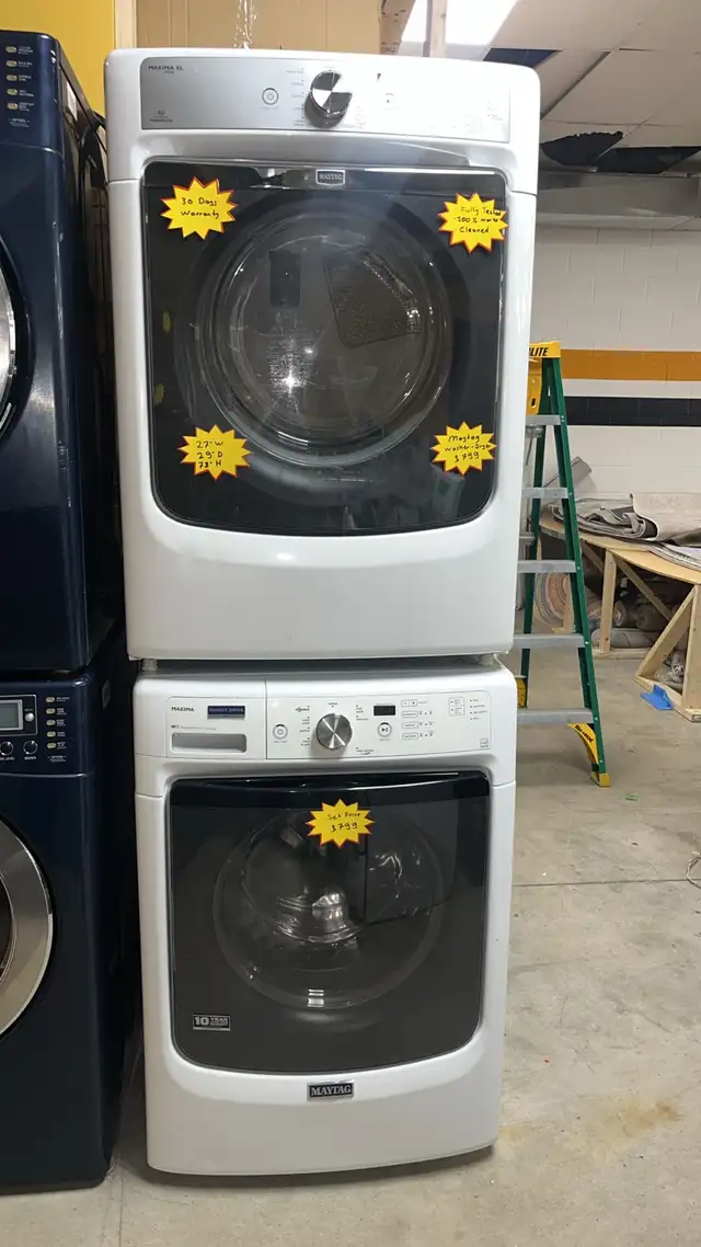 Maytag 27" Stackable Washer & Dryer Set Fully Tested