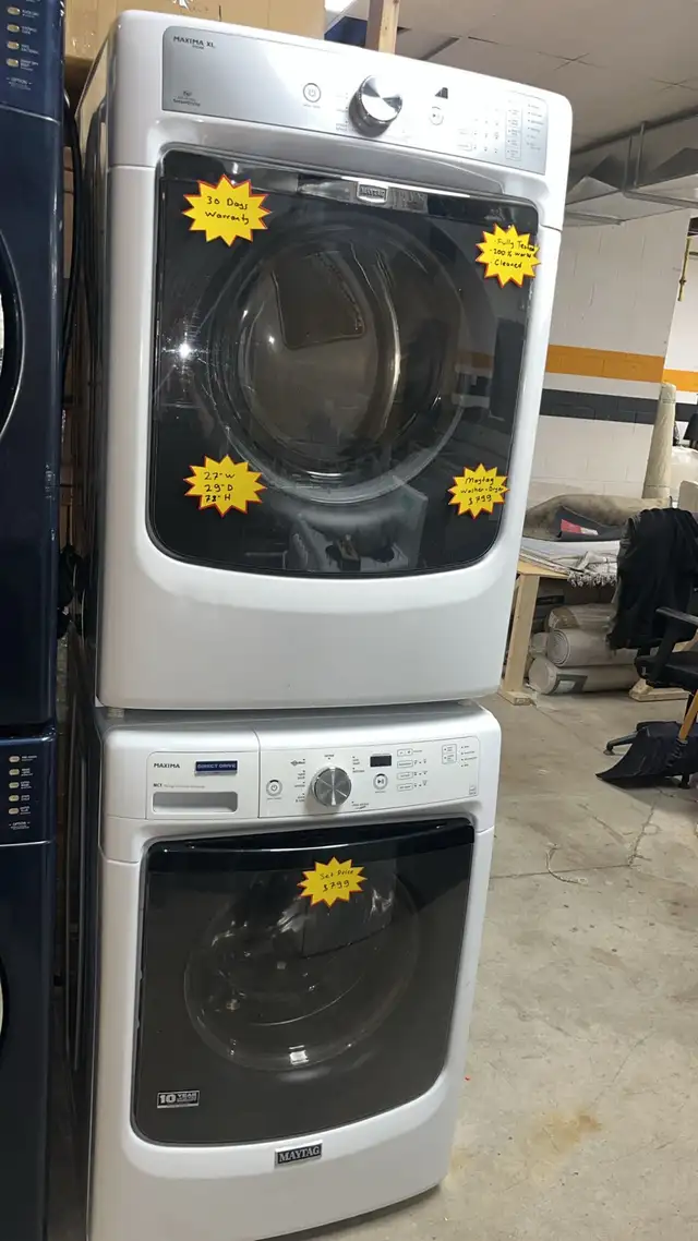 Maytag 27" Stackable Washer & Dryer Set Fully Tested - Photo 2
