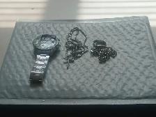 14K - Silver Quartz Watch   Cross Necklace   Bracelet & Ring