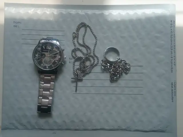 14K - Silver Quartz Watch   Cross Necklace   Bracelet & Ring - Photo 2