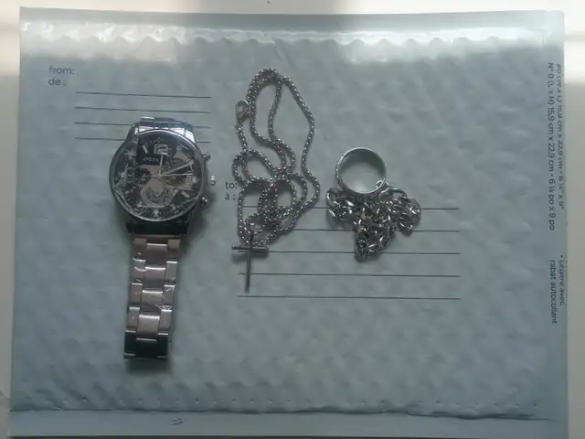 14K - Silver Quartz Watch   Cross Necklace   Bracelet & Ring - Photo 3