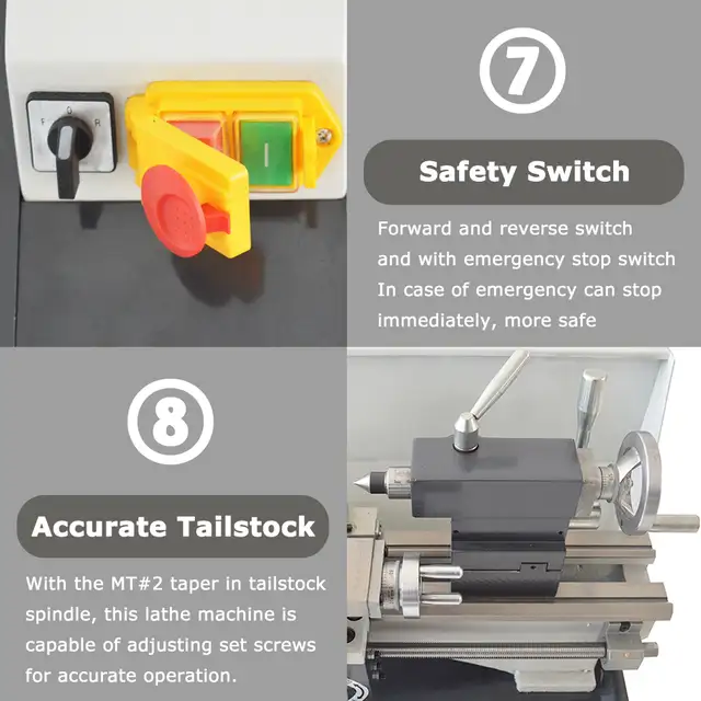 WM180V Precision Metal Bench Lathe 600W 7'12' 028062 - Photo 7