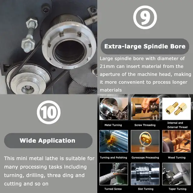 WM180V Precision Metal Bench Lathe 600W 7'12' 028062 - Photo 8