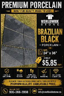 Brazilian Black Porcelain Slabs – 24x36 – Only $5.85/sq - Photo 2