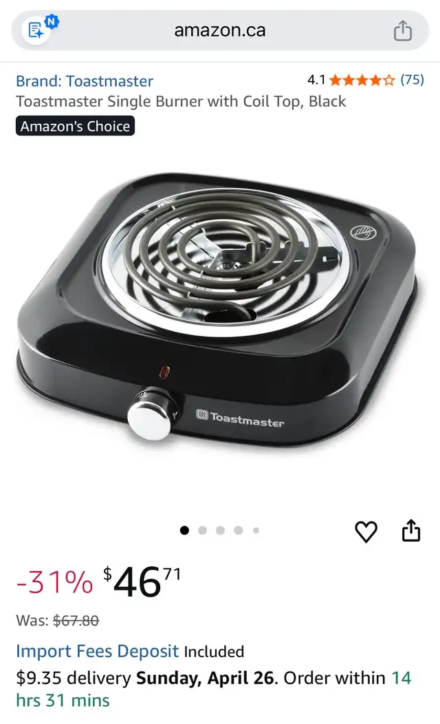 Toastmaster Single Burner Electric Cooktop - Photo 9