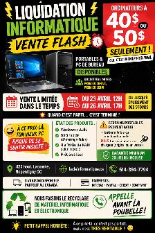 LIQUIDATION INFORMATIQUE — VENTE FLASH