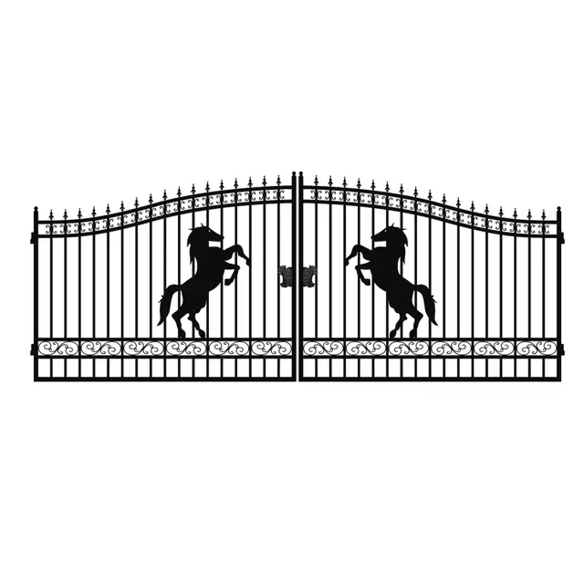 Iron Driveway Gate 20FT - Horse Artwork, Unique Style!
