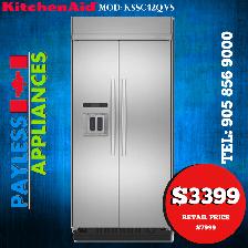Kitchenaid Refrigerator KSSC42QVS 42' Built-In Side by Side 25.3