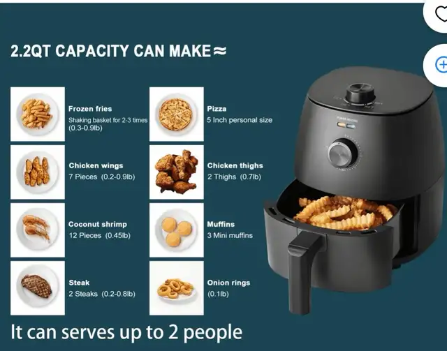 Compact Air Fryer – 2.2 Qt, - Photo 4