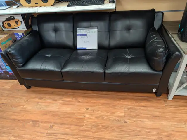 INTERNATIONAL FURNITURE FAUX LEATHER SOFA AS IS $275 TAX