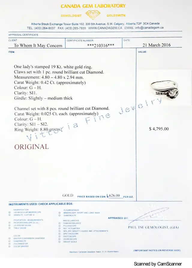 19KT W/Gold 0.64CT(TW) Solitary Diamond Ring. Naturally Mined! - Photo 3