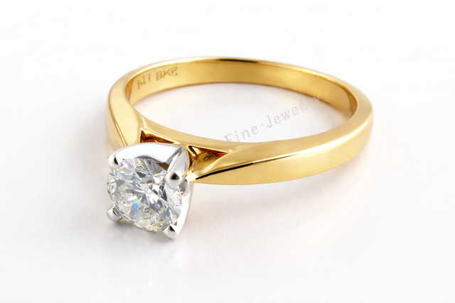 14KT Y/Gold 0.5CT Round Solitary Diamond Ring. Naturally Mined!