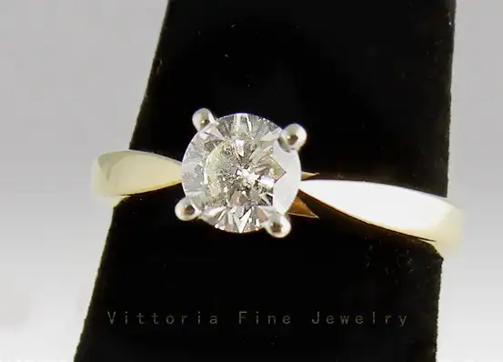 14KT Y/Gold 0.5CT Round Solitary Diamond Ring. Naturally Mined! - Photo 2