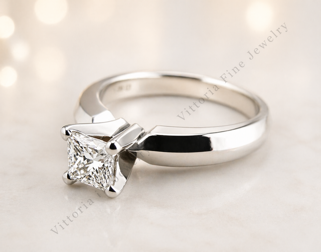 14KT W/Gold 0.49CT SI Solitaire Diamond Ring. Naturally Mined!