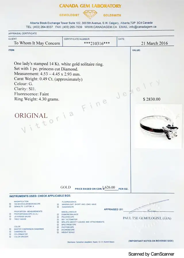 14KT W/Gold 0.49CT SI Solitaire Diamond Ring. Naturally Mined! - Photo 4