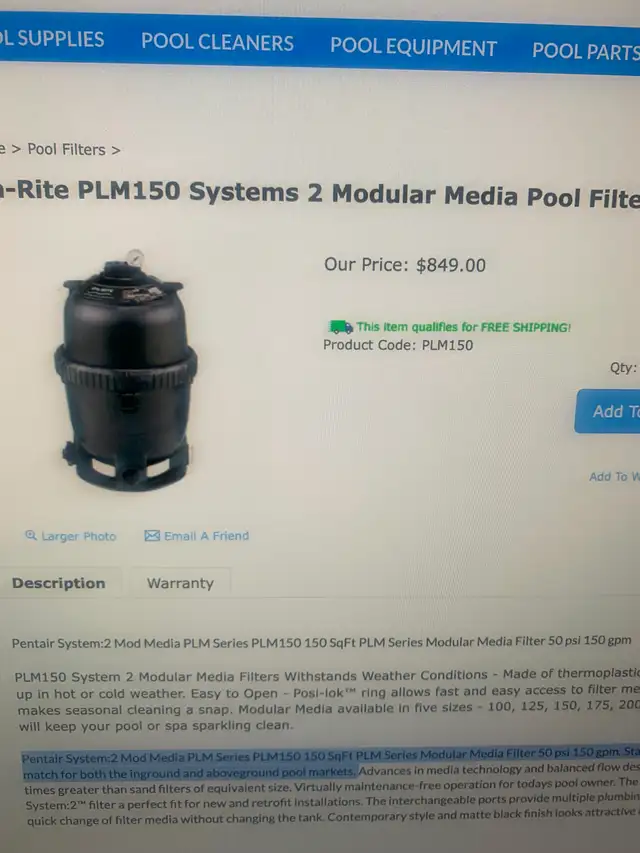 Filtreur  Piscine Sta-Rite PLM150 comme NEUF - Photo 6