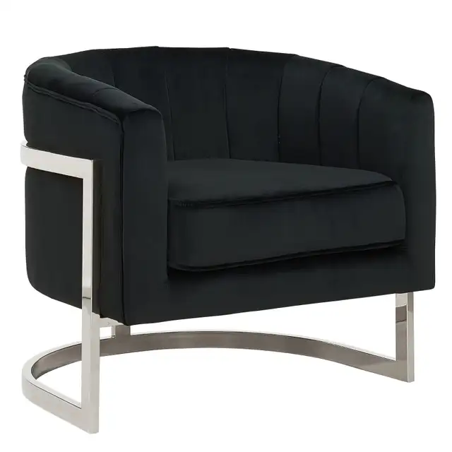 LUXURIOUS ACCENT CHAIR IN BLACK VELVET AND CHROME BASE! - Photo 9
