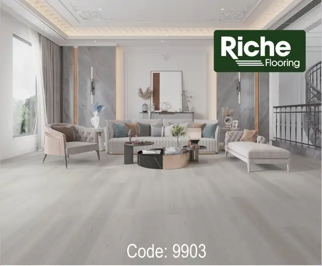 CLEARANCE $1.39/sqft Riche Flooring Nordic Frost 12mm EIR Lamina