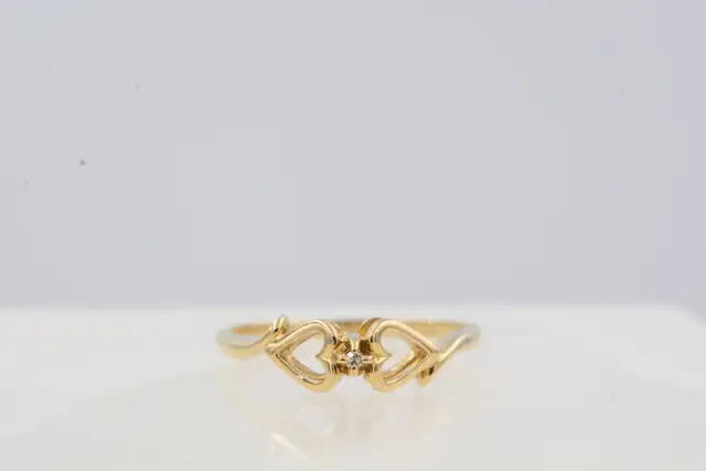 10K DOUBLE HEART RING WITH DIAMOND