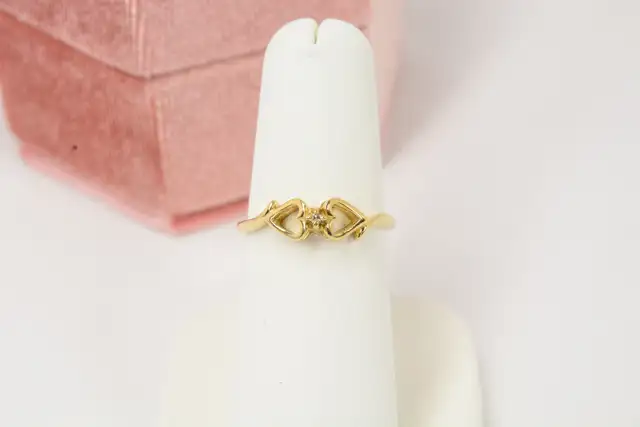 10K DOUBLE HEART RING WITH DIAMOND - Photo 6